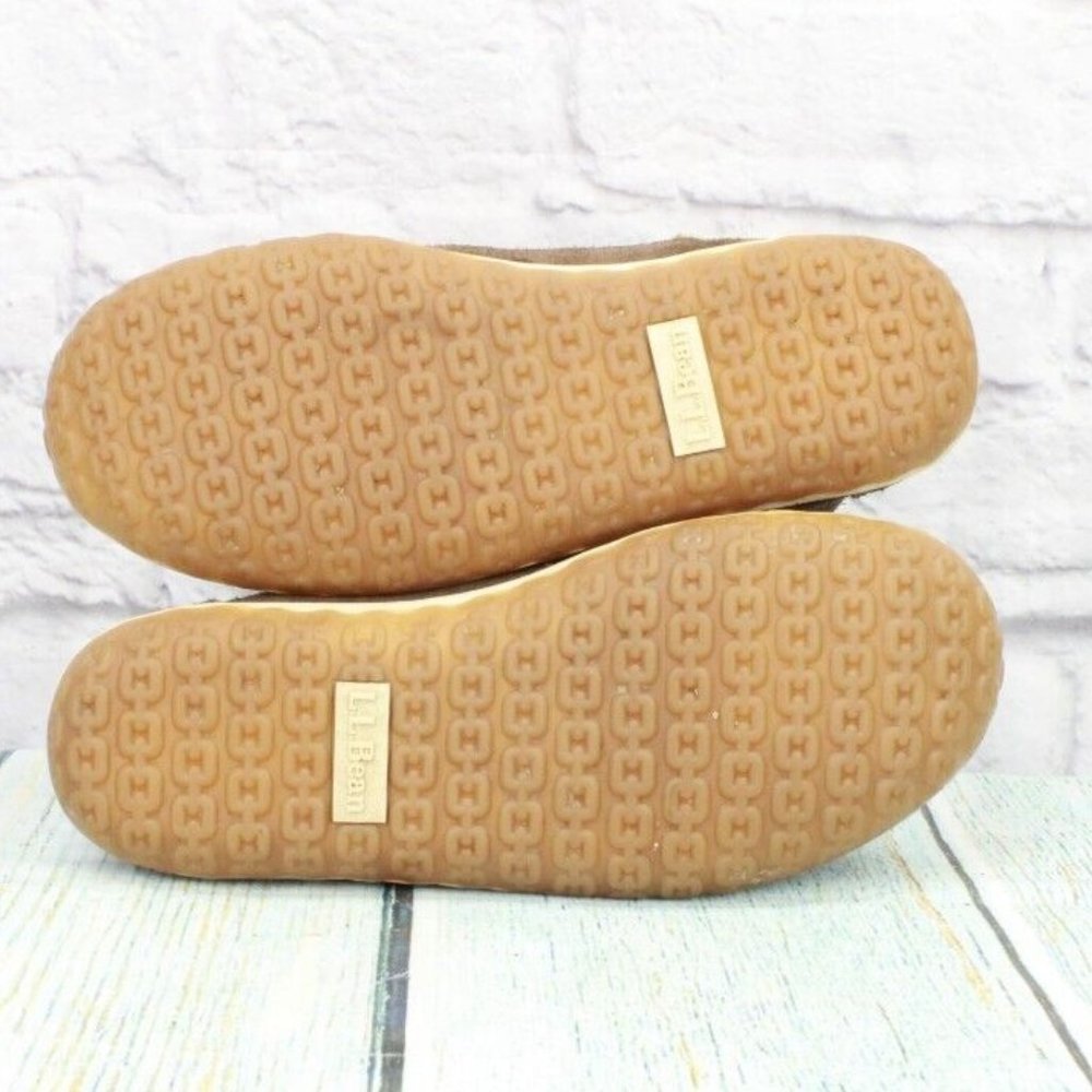 LL Bean Brown Suede Fleece Lined Mountain Slipper Moccasin  Boot Sz 7 M - Picture 9 of 9